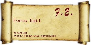Foris Emil névjegykártya